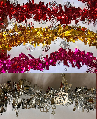 Дождик новогодний Long Dragon LD25-014 9 см 2 м в ассортименте