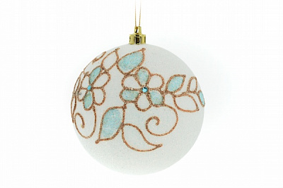 Куля новорічна Золото d 60 мм білий із блакитним 3147