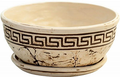 Горщик керамічний Плошка №1 круглий бежевий