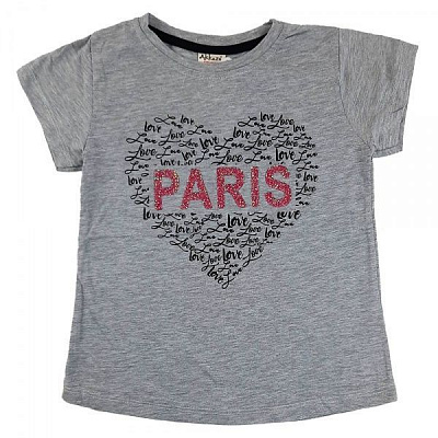 Футболка для девочек AKKUZU kids Париж р.122 серый 