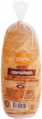 Батон Хлібодар Обычный нарезной 0,400 г 4820062051842