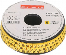 Маркер кабельний E.NEXT №0 500 шт./уп. 2-4 мм жовтий 