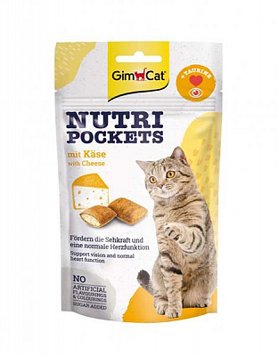 Витамины GimCat Nutri Pockets with Cheese & Taurine с сыром и таурином, 60г,