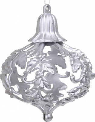 Декоративная подвеска Волчок 7x9 см серебро NY21045