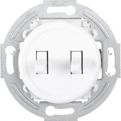 Механізм вимикача прохідний двоклавішний UP! (Underprice) Retro без підсвітки білий HSN-SWP.H1G2W2-WH