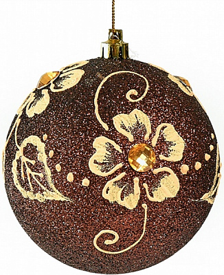 Куля новорічна Квіточки 100 мм коричневий 5905