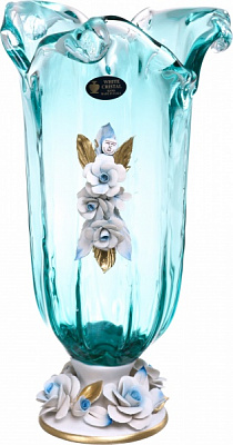 Ваза блакитна TULIPANO TURCHESE, 21X44X21 White cristal
