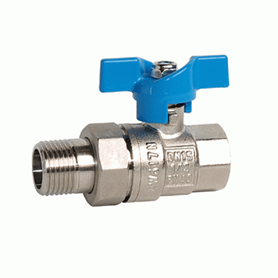 Кран с американкой прямой Gross Optimal Ду20 3/4 В-Н бабочка синий