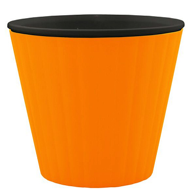 Горщик пластиковий Алеана Ібіс круглий 1,6л помаранчевий із чорним (114034)