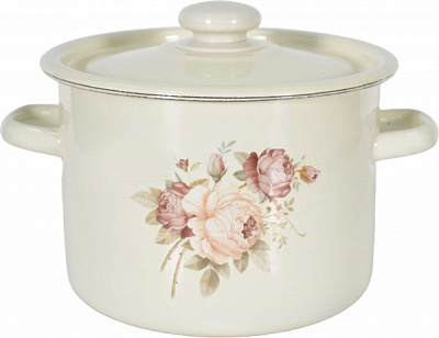 Каструля з кришкою емальована циліндрична 5,5 л Троянда Idilia