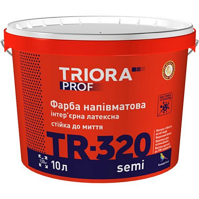 Фарба латексна водоемульсійна Triora TR-320 semi напівмат білий 1л