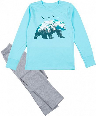 Піжама для хлопчиків Фламінго р.146 бірюзовий/темно-сірий 253-212