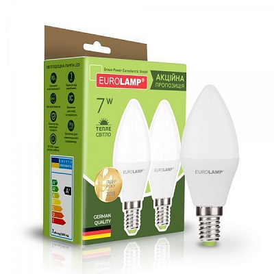 Лампа светодиодная Eurolamp Eco 2 шт./уп. 7 Вт CA37 матовая E14 220 В 3000 К MLP-LED-CL-07143(Е) 