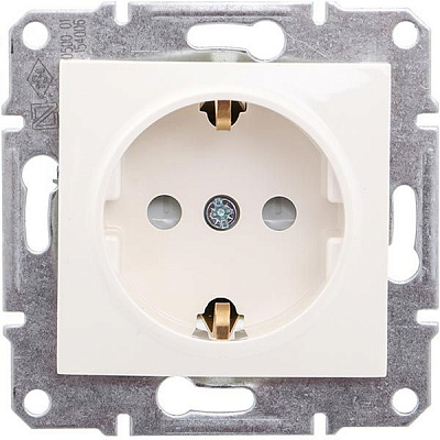 Розетка с заземлением Schneider Electric Sedna 16 А 250 В со шторками кремовый SDN3000123