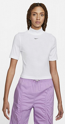 Футболка Nike W NSW ESSNTL RIB MOCK SS TOP DV7958-100 р.XS белый