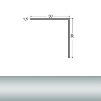 Профіль алюмінієвий універсальний для плитки ТІS 30x30x2700 срібло