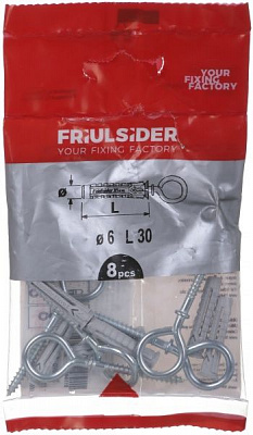 Дюбель универсальный с O-крюком 6x30 мм 8 шт. Friulsider