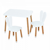Комплект мебели детский ArinWOOD Зайчик белый (столик + два стульчика) 04-027W+1 