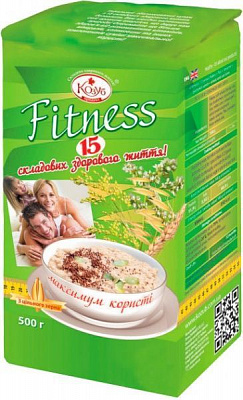Пластівці вівсяні ТМ Козуб Продукт Фітнес 15 складових в пакеті 500 г 4820094533323