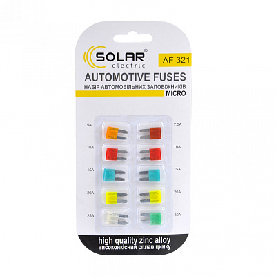 Запобіжники Solar Набір запобіжників SOLAR мікро AF321, 10 шт.
