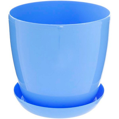 Горшок пластиковый Омела глянцевый круглый 0,8л голубой 