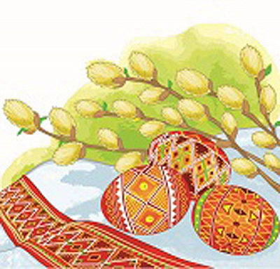 Салфетки столовые La Fleur Ива и пасхальные яйца 33х33 см разноцветный 16 шт.