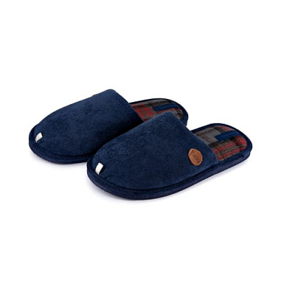 Тапки домашние Twins вельвет/клітинка р.42/43 синий