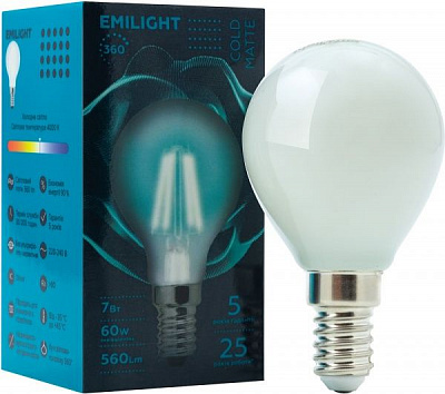 Лампа світлодіодна Emilight FIL G45 7 Вт E14 4000 К 220 В матова