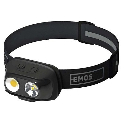 Фонарь налобный Emos аккумуляторный COB LED Li-pol 1200 mAh 500 Lm черный P3542