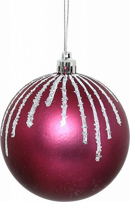 Набір іграшок Куля з орнаментом червоний бургунді d80 мм 4 шт./уп.
