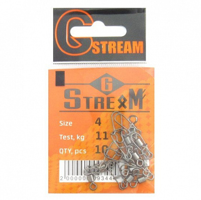 Вертлюг с застежкой GStream 11 кг 10 шт. №5 американка