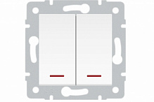 Механизм выключателя двухклавишный HausMark Stelo с подсветкой белый 501-0288-112