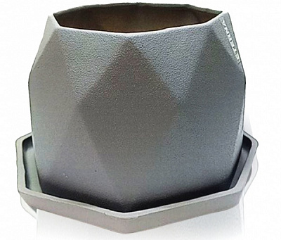 Горщик керамічний Eterna PT 202-7,5 фігурний 1 л темно-сірий матовий