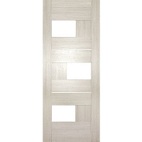 Дверь межкомнатная ОМиС Куб 70 см дуб беленый со стеклом