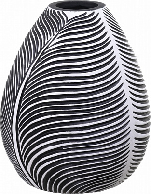 Ваза полирезиновая серая с черным Leaf Grey 17,5х17,5х20,5 см