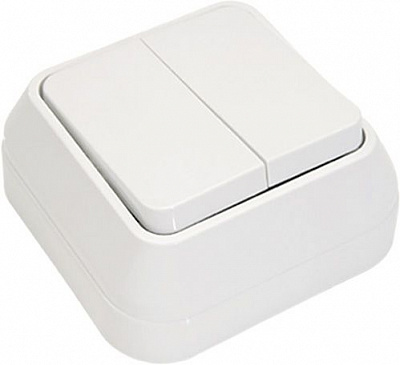 Выключатель двухклавишный Makel IP44 без подсветки 10 А 250В белый 45103