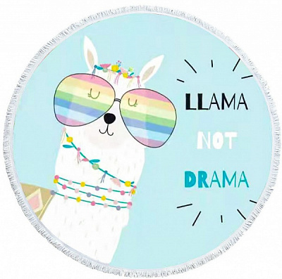Полотенце пляжное Llama not drama 150x150 см голубой с принтом 