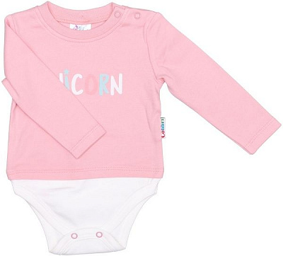 Боді Colibrі з довгим рукавом UNICORN р.80 кораловий/бежевий CLG004