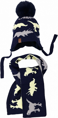 Комплект шапка + шарф HW для мальчиков р.50-52 темно-синий