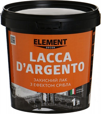 Лак Decor Lacca D'Argento Element Decor напівмат 1 л срібний