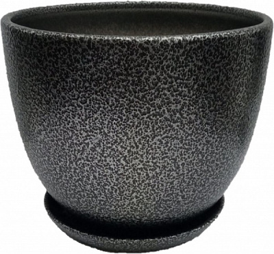 Горшок керамический с поддоном Антик круглый 3 л античное серебро 