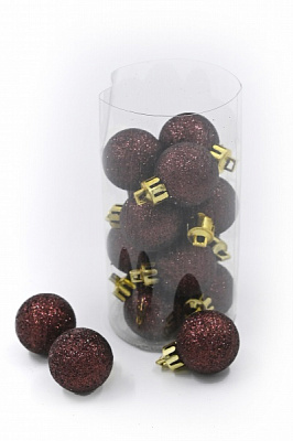 Елочный набор коричневий d 65 мм 12,5 см 15 шт./уп.