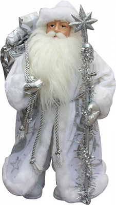 Декоративна новорічна фігура Дід Мороз в білій шубі 600038 40 см