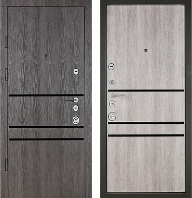 Двері вхідні Булат Сек'юриті 517 дуб немо карбон / дуб немо срібний 2050x950 мм ліві