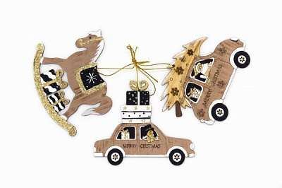 Набор подвесок № 14 Лошадь / Машина с елкой /Машина с подарками 11,5 см 665 