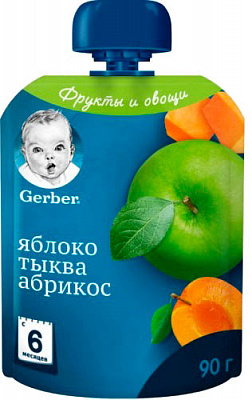Пюре Gerber Яблуко гарбуз абрикос 90 г