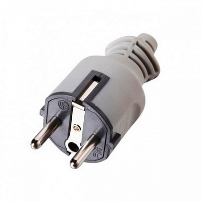Электровилка Electraline 55028 с заземлением 220В 16А резина серый