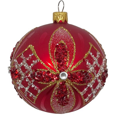 Куля новорічна 10142-3 80 мм червоний