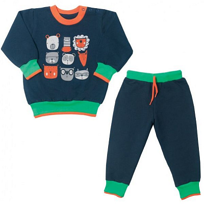 Комплект дитячого одягу Габбі Зооленд синій із малюнком р.68 KT-03-18