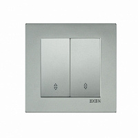 Выключатель проходной двухклавишный EXEN Karell без подсветки серебро 290-001002-211